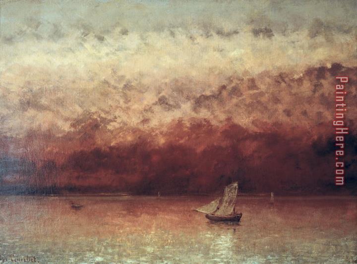 Gustave Courbet Lake Leman with Setting Sun